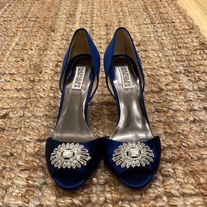 Badgley Mischka Royal Blue Peeptoe Heels, size medium